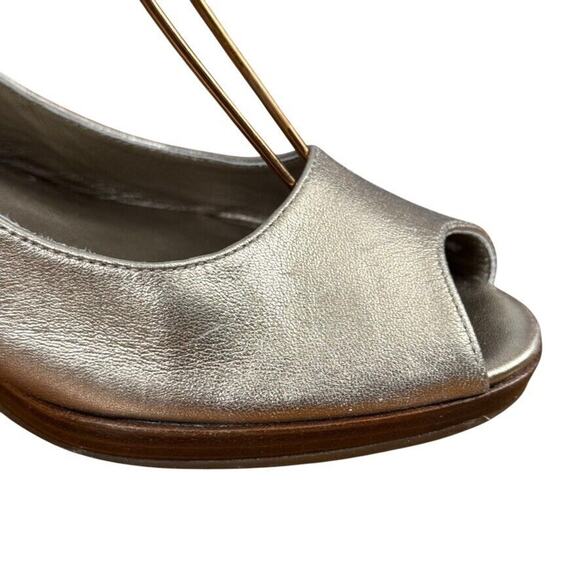 Cole Haan Womens Leather Bronze Metallic Slingback Peep Toe High Heels Shoes 8.5 - Picture 2 of 16